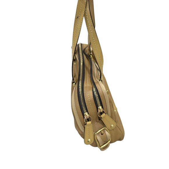 Coach Tan Leather Satchel Bag With Multiple Compartments & Gold Hardware - Picture 11 of 12